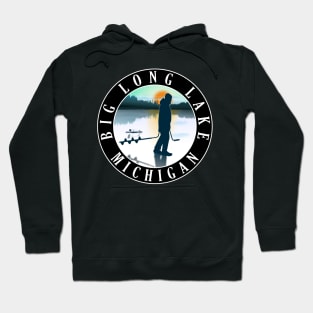 Big Long Lake Ice Fishing Michigan Sunset Hoodie